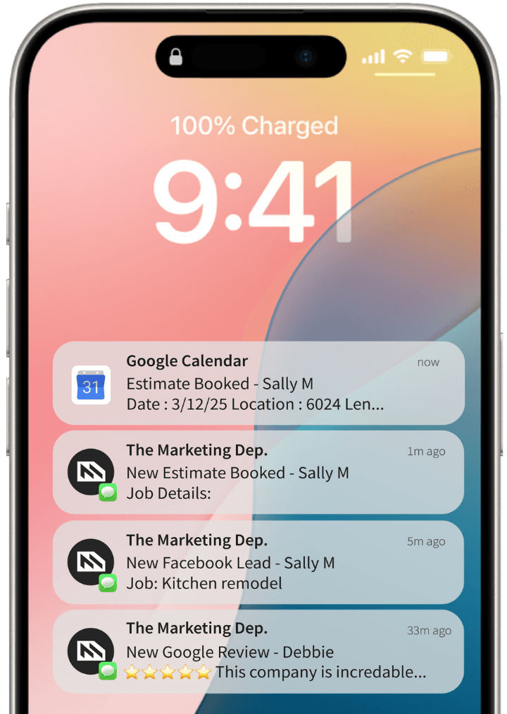 Phone lock screen filling with booked-estimate notifications